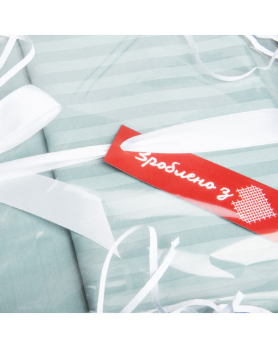 Постільний комплект євро сатин IDEIA у смужку бавовна натуральна тканина набір постільного м'ята