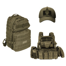 Набір шевронів 2 шт. з липучкою "Батальйон Фенікс, 9 рота", хакі, 5х9 см, вишитий патч, нашивка