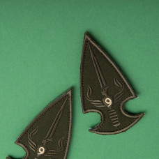 Набір шевронів 2 шт. з липучкою "Батальйон Фенікс, 9 рота", хакі, 5х9 см, вишитий патч, нашивка