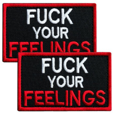 Набір шевронів 2 шт. з липучкою Fuck Your Feelings 5х8 см червоний, вишита патч нашивка, шеврон