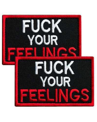 Набір шевронів 2 шт. з липучкою Fuck Your Feelings 5х8 см червоний, вишита патч нашивка, шеврон