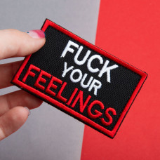 Набір шевронів 2 шт. з липучкою Fuck Your Feelings 5х8 см червоний, вишита патч нашивка, шеврон