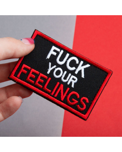 Набір шевронів 2 шт. з липучкою Fuck Your Feelings 5х8 см червоний, вишита патч нашивка, шеврон
