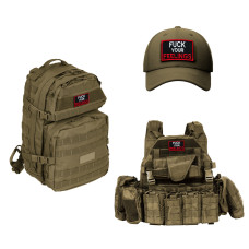 Набір шевронів 2 шт. з липучкою Fuck Your Feelings 5х8 см червоний, вишита патч нашивка, шеврон