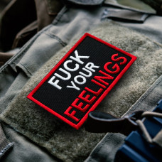 Набір шевронів 2 шт. з липучкою Fuck Your Feelings 5х8 см червоний, вишита патч нашивка, шеврон