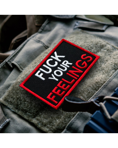 Набір шевронів 2 шт. з липучкою Fuck Your Feelings 5х8 см червоний, вишита патч нашивка, шеврон
