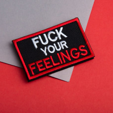 Набір шевронів 2 шт. з липучкою Fuck Your Feelings 5х8 см червоний, вишита патч нашивка, шеврон