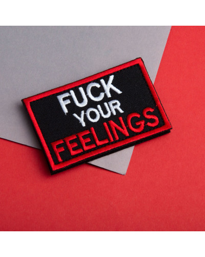 Набір шевронів 2 шт. з липучкою Fuck Your Feelings 5х8 см червоний, вишита патч нашивка, шеврон