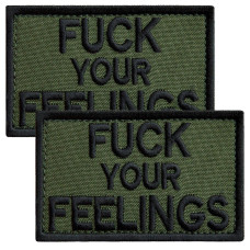 Набір шевронів 2 шт. з липучкою Fuck Your Feelings 5х8 см хакі, вишита патч нашивка, шеврон
