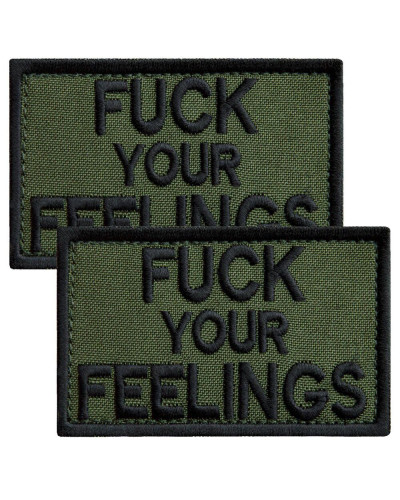 Набір шевронів 2 шт. з липучкою Fuck Your Feelings 5х8 см хакі, вишита патч нашивка, шеврон