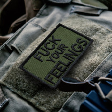 Набір шевронів 2 шт. з липучкою Fuck Your Feelings 5х8 см хакі, вишита патч нашивка, шеврон