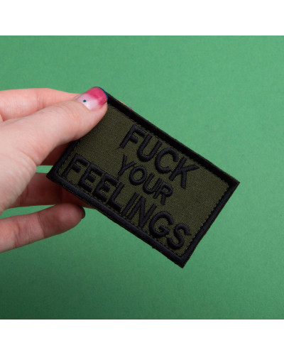 Набір шевронів 2 шт. з липучкою Fuck Your Feelings 5х8 см хакі, вишита патч нашивка, шеврон