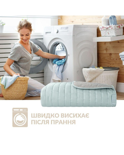 Покривало на ліжко 240х260 см Люкс IDEIA, двостороннє, міцна стібка тканини, антиалергенне волокно, колір м’ята