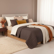 Покривало на ліжко 220х240 см і 2 шт подушка декор із вишивкою IDEIA двостороннє, міцне стьобання тканини