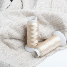 ТТканина Муслін 3-х шаровий, ширина 245 см, щіл 210 г/м, бежевий у смужку, натуральна бавовна, жатий матеріал