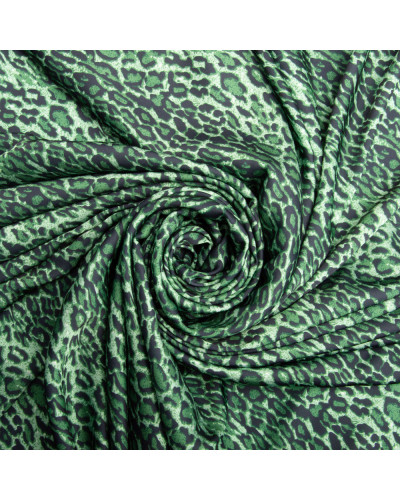 Тканина для одягу Атлас шовк з малюнком, 145 см, 90 г/м2, ніжна, легка тканина Ліона зелена