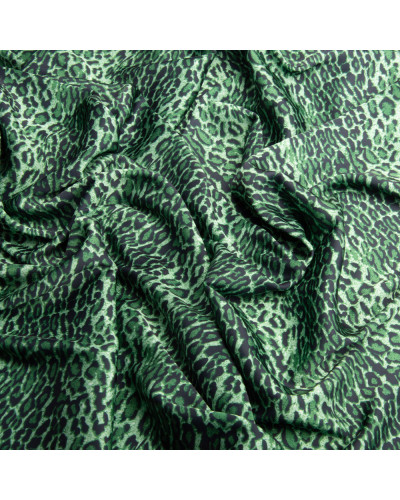 Тканина для одягу Атлас шовк з малюнком, 145 см, 90 г/м2, ніжна, легка тканина Ліона зелена