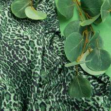 Тканина для одягу Атлас шовк з малюнком, 145 см, 90 г/м2, ніжна, легка тканина Ліона зелена