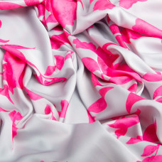 Тканина для одягу Атлас шовк з малюнком, 145 см, 90 г/м2, ніжна, легка тканина Ангела рожева