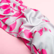 Тканина для одягу Атлас шовк з малюнком, 145 см, 90 г/м2, ніжна, легка тканина Ангела рожева