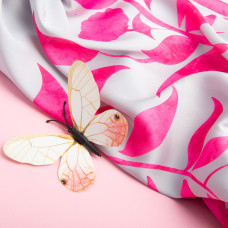 Тканина для одягу Атлас шовк з малюнком, 145 см, 90 г/м2, ніжна, легка тканина Ангела рожева