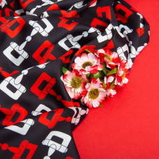 Тканина для одягу Атлас шовк з малюнком, 145 см, 90 г/м2, ніжна, легка тканина хермес