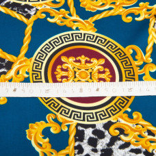 Тканина для одягу Атлас шовк з малюнком, 145 см, 90 г/м2, ніжна, легка тканина шанель т/синя