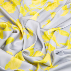 Тканина для одягу Атлас шовк з малюнком, 145 см, 90 г/м2, ніжна, легка тканина Ангела лимон