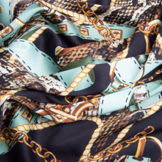 Тканина для одягу Атлас шовк з малюнком, 145 см, 90 г/м2, ніжна, легка тканина cavalli