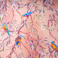 Тканина для одягу Атлас шовк з малюнком, 145 см, 90 г/м2, ніжна, легка тканина какаду