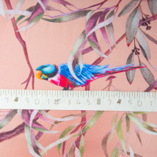 Тканина для одягу Атлас шовк з малюнком, 145 см, 90 г/м2, ніжна, легка тканина какаду