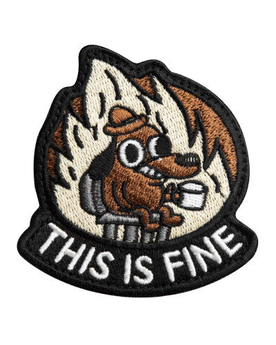 Шеврон на липучці This is fine 7,6х7,1 см, вишитий патч нашивка шеврон смішний