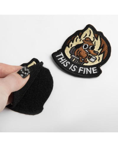 Шеврон на липучці This is fine 7,6х7,1 см, вишитий патч нашивка шеврон смішний
