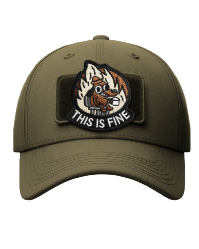 Шеврон на липучці This is fine 7,6х7,1 см, вишитий патч нашивка шеврон смішний