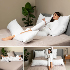 Подушка з наволочкою NORDIC+ для відпочинку та сну 40х140 см IDEIA з блискавкою антиалергенна сіра