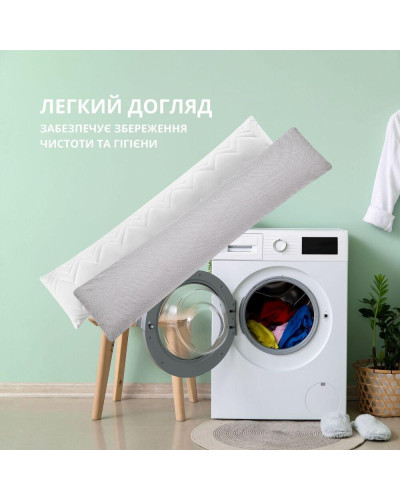 Подушка з наволочкою NORDIC+ для відпочинку та сну 40х140 см IDEIA з блискавкою антиалергенна біла сира