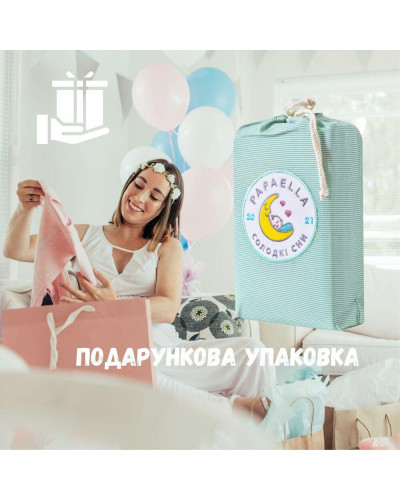 Комплект постільної білизни в ліжечко дитячий PAPAELLA, набір постільної з вишивкою, бавовна м'ята