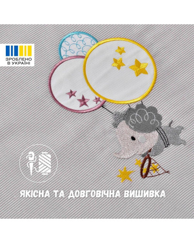 Комплект постільної білизни в ліжечко дитячий PAPAELLA, набір постільної з вишивкою, бавовна сірий