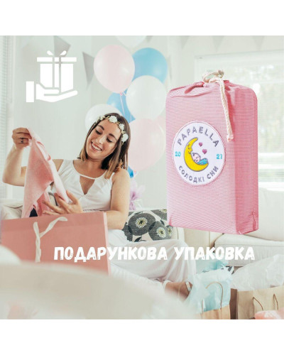 Комплект постільної білизни в ліжечко дитячий PAPAELLA, набір постільної з вишивкою, бавовна рожевий