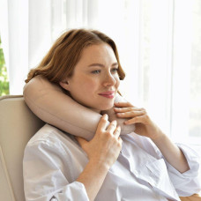 Подушка рогалик 32х32 см Travel IDEIA для подорожей для шиї та голови дорожній антиалергенний сірий