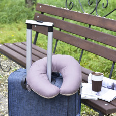 Подушка рогалик 32х32 см Travel IDEIA для подорожей для шиї та голови дорожній антиалергенний шоколад/беж