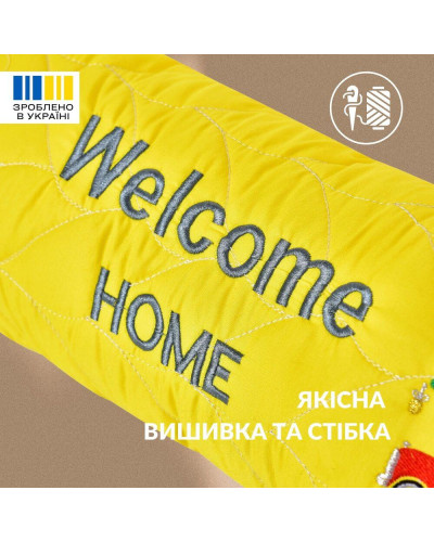 Подушка валик 15х90 см декоративная IDEIA утеплитель для окон и дверей антиалергенная жовтий з вишивкою