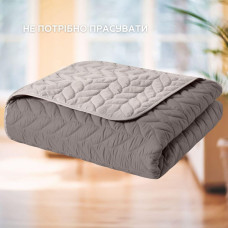 Покривало на ліжко 220х240 см Warmis двостороннє, міцне стьобання тканини, антиалергенне волокно сірий/беж