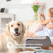 Покривало на ліжко 220х240 см Warmis двостороннє, міцне стьобання тканини, антиалергенне волокно сірий/беж