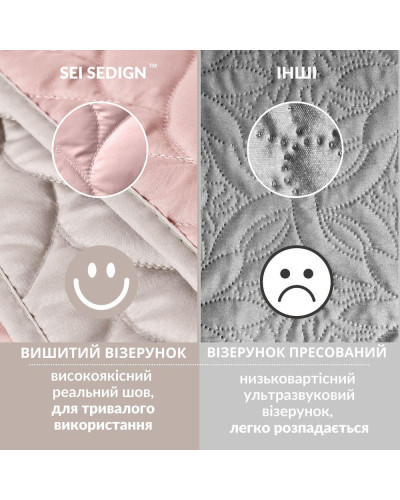 Покривало на ліжко 220х240 см Warmis двостороннє міцне стьобання тканини, антиалергенне волоконо пудра