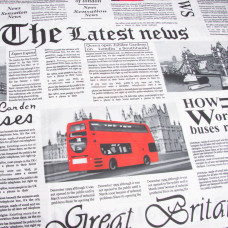 Тканина бязь ранфорс GOLD LUX для постільної білизни, бавовна, 125 г/м2, 220 см GLux-5197 Лондон News