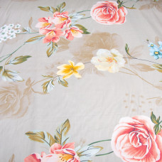 Тканина бавовна сатин для постільної білизни, натуральна тканина, постільна білизна, 120 г/м2 ВТ-273A квіти беж