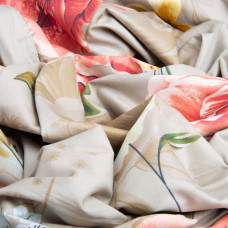 Тканина бавовна сатин для постільної білизни, натуральна тканина, постільна білизна, 120 г/м2 ВТ-273A квіти беж