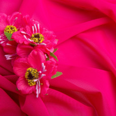 Тканина сітка Нейлон декоративна 150 см 170 г/м2 для одягу, декору, еластична, стрейчева 1270 малина