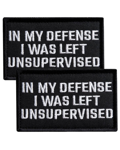 Набір шевронів 2 шт. з липучкою "In My Defense I Was Left Unsupervised" 5х8 см вишитий патч нашивка шеврон